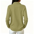 thumbnail image 4 of Long Sleeve Polo Shirts for Women Golf Shirt Button-Down Collar Work Blouse Side Slits Casual Tops Army Green L 1 Pcs, 4 of 5