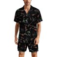 thumbnail image 1 of PRIYAL Colorful Musical Instruments Mens Short Sleeve Pajama Set Satin Silk Sleepwear 2 Piece Pjs Loungewear, 1 of 6