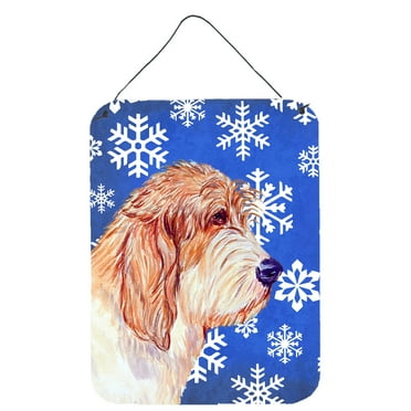 Petit Basset Griffon Vendeen Winter Snowflakes Holiday Wall or Door Hanging Prints