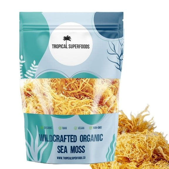 Tropical Superfoods Wildcrafted Organic Sea Moss- 4ounces | Makes 80 ounces of sea moss gel