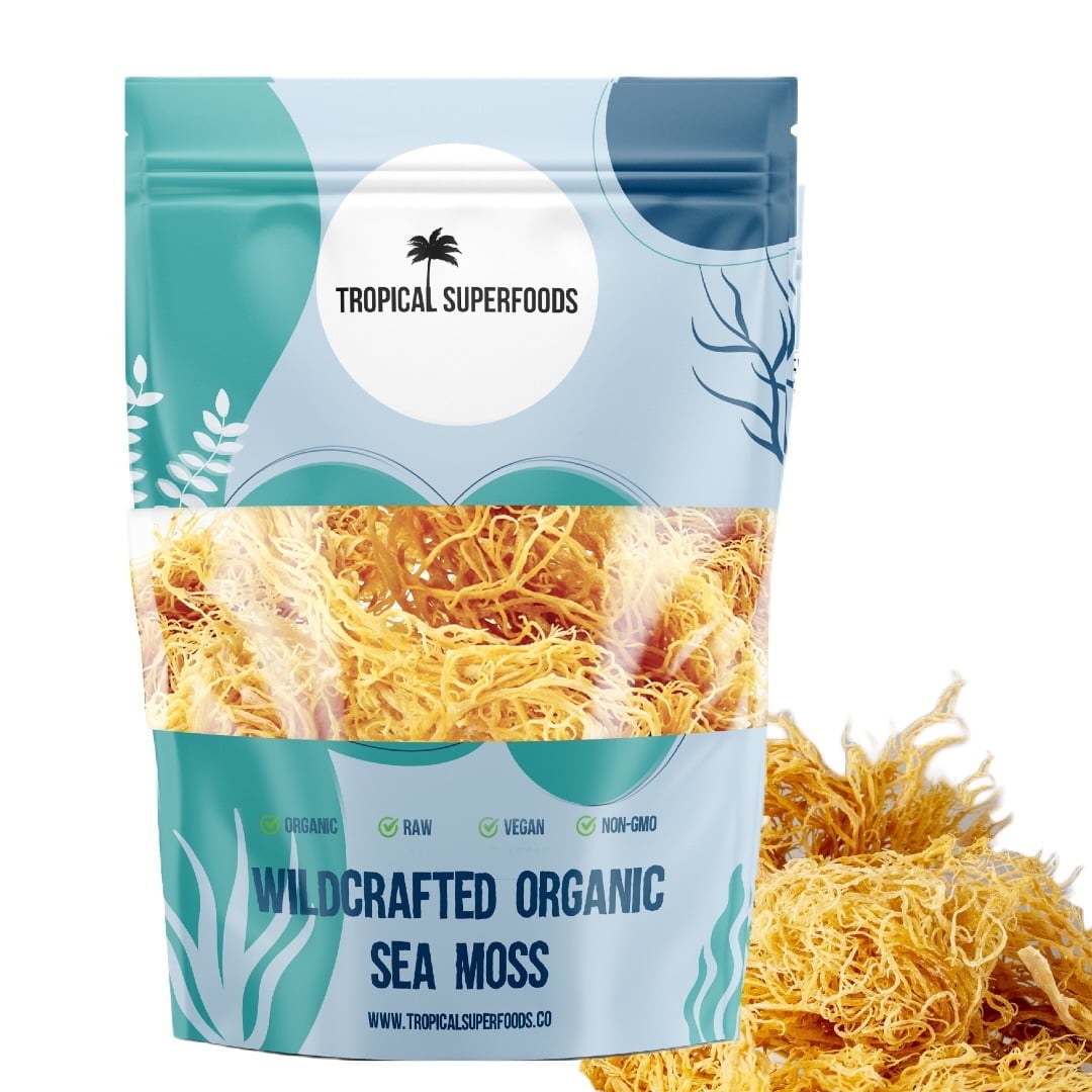 Tropical Superfoods Wildcrafted Organic Sea Moss- 4ounces | Makes 80 ounces of sea moss gel