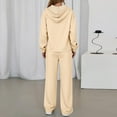 thumbnail image 4 of Wutalume Women's Casual 2-Piece Hoodie Set, Solid Color Long Sleeve Zip Up Hoodie with Pockets and Joggers, Loungewear Outfit,Beige L, 4 of 5