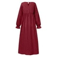 thumbnail image 5 of Women Bohemian Polka Dot Print Dress Long Sleeves Prayer Clothes Nigerian Dresses for Women English Turkish Women Dress Hijab Dress for Women Neck Cover Hijab for Women Gowns Dresses Party Wear, 5 of 5