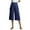 Blue, variant on Lolmot Wide Leg Pants for Women Solid Color Casual Loose Elastic Waist Straight Barrel Cotton Linen Capris Pants