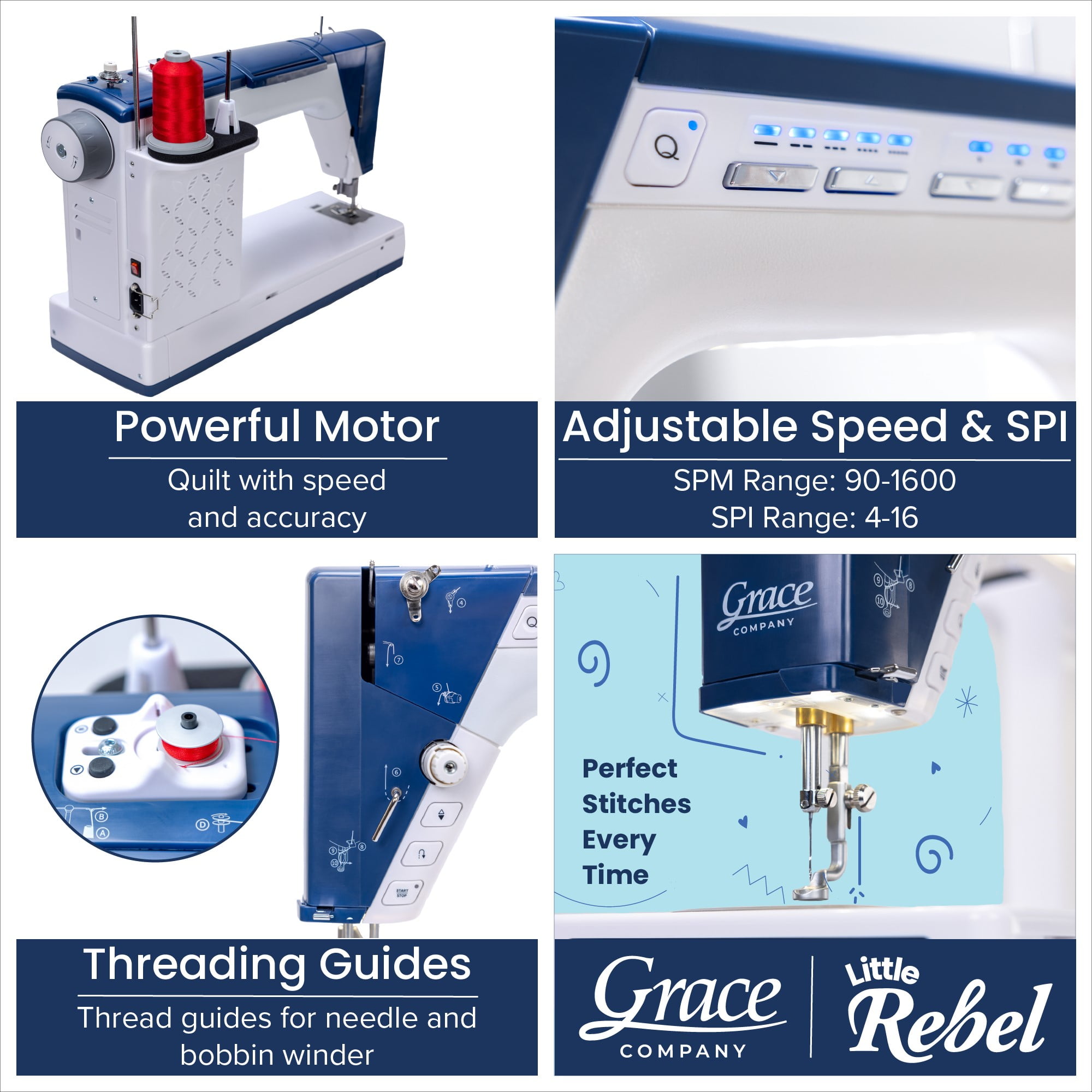 The Grace Company  Little Rebel | Easy to Use Quilting and  Sewing Machine