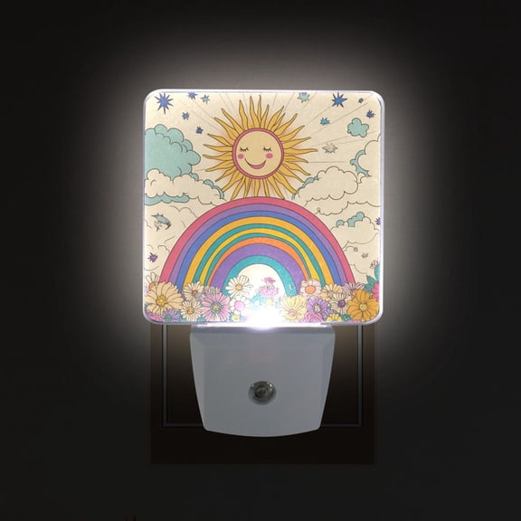 Yayeee LED Night Light for The Home Plug in With Light Sensors 2 Pack, Beige Rainbow