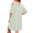 thumbnail image 3 of Vestido casual de verano con hombros descubiertos y manga corta con encaje y estampado Forgive para mujer Pompotops  ghjkhdj14530, 3 of 8