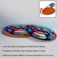 thumbnail image 4 of Monkey 6PCS Round Microfiber Leather Table Coasters Set, 11x11 cm/4.3x4.3 in, Drink Coaster Mats for Home and Kitchen Use, 4 of 6