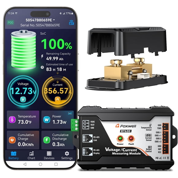 Monitor de Batería FOXWELL BT630 600A 120V con Alarma Bluetooth