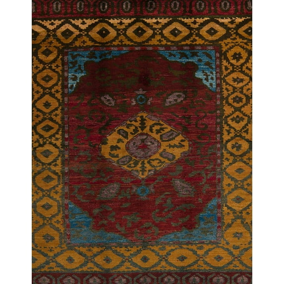 Ahgly Company Machine Washable Indoor Rectangle Abstract Red Area Rugs, 8' x 12'