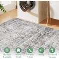 thumbnail image 2 of 9x12 Washable Floral Rug Non-Slip Low Pile Area Rug Stain Resistant Foldable Space-Saving Carpet Mat for Entryway Beige, 2 of 9