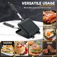 thumbnail image 5 of Sandwich Maker Pan, Grilled  Press with Non-Stick Double Sided Flip Frying Pan, Stovetop Toasted Cheese Sandwich Maker for  Kitchen Breakfast Camping, 5.9" L x 14" H, 5 of 6