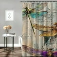 thumbnail image 2 of Patifu Dragonflies World Map Art Nouveau Shower Curtain Set with Hooks, Chic Modern Bathroom Decor, 100% Polyester Fabric, Waterproof, Vibrant HD Print 60"x72, 2 of 7