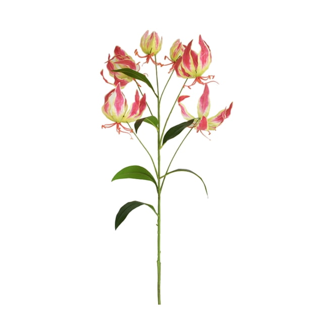 Simulated Lily Flower Creative Artificial Red Lily Flower Decorative Fake Flower Bouquet for Home Office Decor (Red)