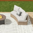 thumbnail image 5 of Jocisland Patio Furniture Sets, 3 Piece Half-Moon Sectional Round Sofa Set, Outdoor Patio Furniture with Cushions for Beach, Pool, Balcony, Beige, 5 of 7