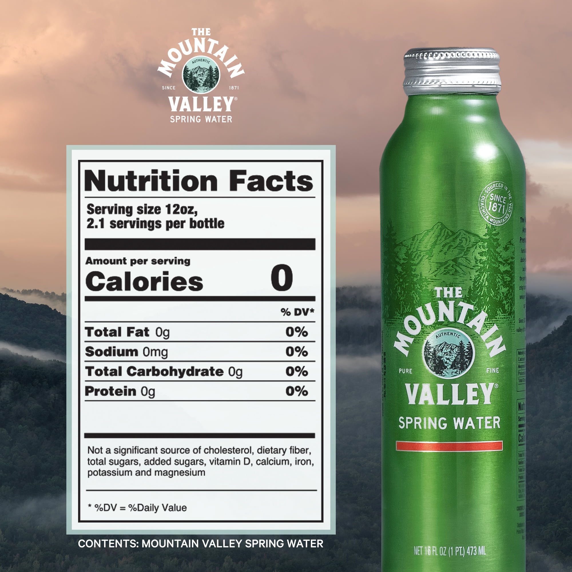 Mountain Valley Spring Water, 16 fl oz, 6-pack Aluminum Bottle