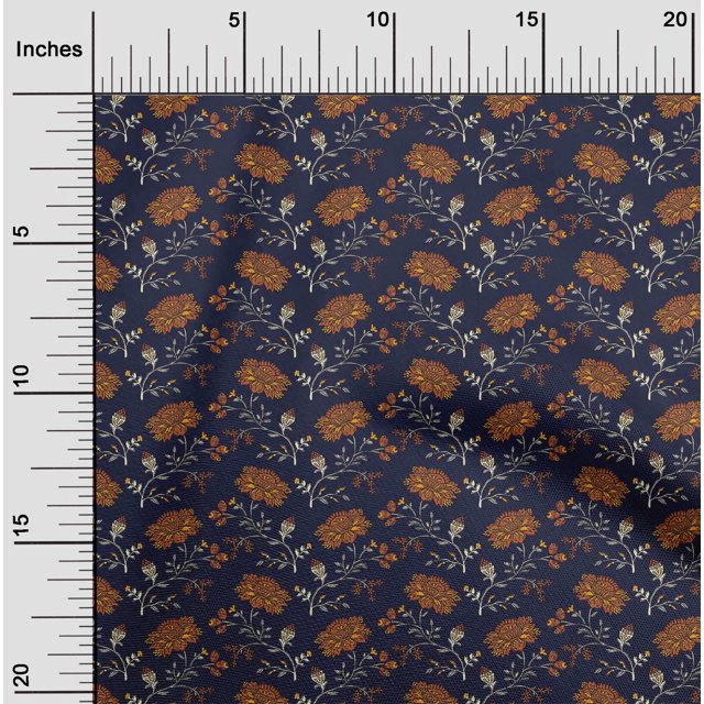 oneOone Cotton Silk Fabric Leaves & Floral Block Decor Fabric Printed BTY 42 Inch Wide