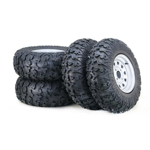 Free Country ATV Tire & wheel Set 25x8-12 25x10-12 8-Ply with 4-110 PCD 5 2 Silver Wheels-17035,SET 4