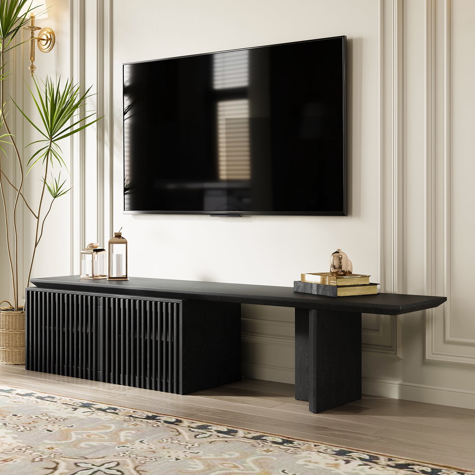 ​​Extendable TV Stand with Storage for TVs Up to 100" - Adjustable Width (63.4"-94.5") Black Media Console - Modern Entertainment Center for Living Room/Bedroom​