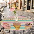thumbnail image 3 of Summer Desserts Elastic Fitted Round Table Cover Ice Cream Lemon Colorful Stripes Waterproof Outdoor Tablecloth for Holiday Party, Picnic, Patio & Dining Fits Tables Up to 36"-44", 3 of 8