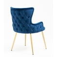 thumbnail image 4 of Set of 4 Wingback Upholstered Dining Chairs with Metal Legs, Velvet Fabric Side Dining Room Chairs with Tufted Button, Living Room Chairs Home Kitchen Dining Room (Blue + Gold Leg), 4 of 7