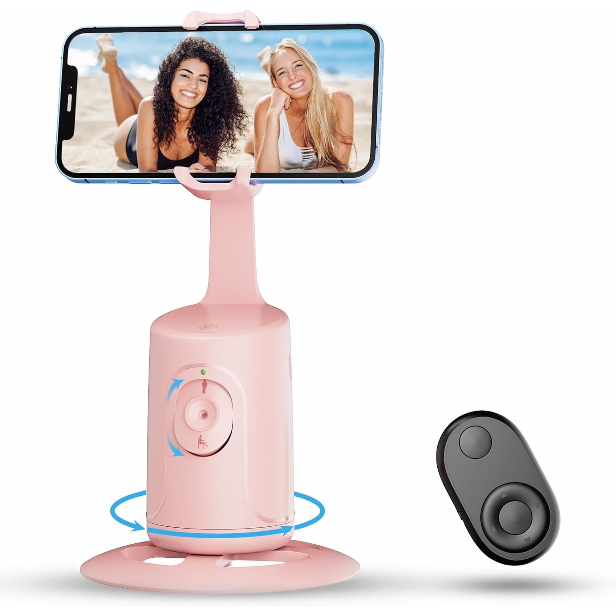 PINHEN Auto Face Tracking Tripod, 360° Rotation Auto Tracking Phone Holder, No App, Phone Camera Mount with Remote and Gesture Control, Rechargeable Smart Shooting Holder for Video Recording, Tiktok