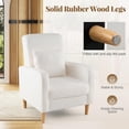 thumbnail image 2 of Spaco Modern Teddy Fleece Sofa Chair, Removable Lumbar Pillow, Rubber Wood Support Legs, Wave Spring Cushioning, White & Natural, 2 of 7