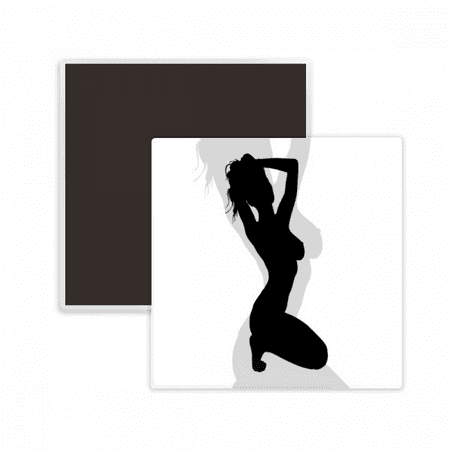 

Hot Woman Squats Outline Square Ceracs Fridge Magnet Keepsake Memento