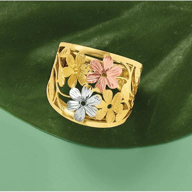 Ross-Simons Italian 14kt Tri-Colored Gold Floral Ring for Female