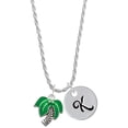 thumbnail image 1 of Delight Jewelry Silvertone Large Palm Tree Silvertone Script Initial Disc - K - Charm Necklace, 20"+3", 1 of 4