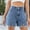 Blue, variant on ZZwxWA Women's Front Slit Denim Shorts High Waisted Summer Hot Fringed Raw Hem Casual Jeans Shorts