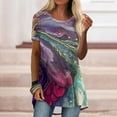 thumbnail image 2 of Pompotops Blouse Décontractée à Manches Courtes pour Femmes, Col Rond, Imprimé, Confortable, 2 of 9