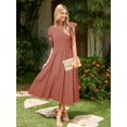 thumbnail image 2 of Vestido Simplee para mujer, a rayas, con volantes, manga corta, rojo, 2 of 6