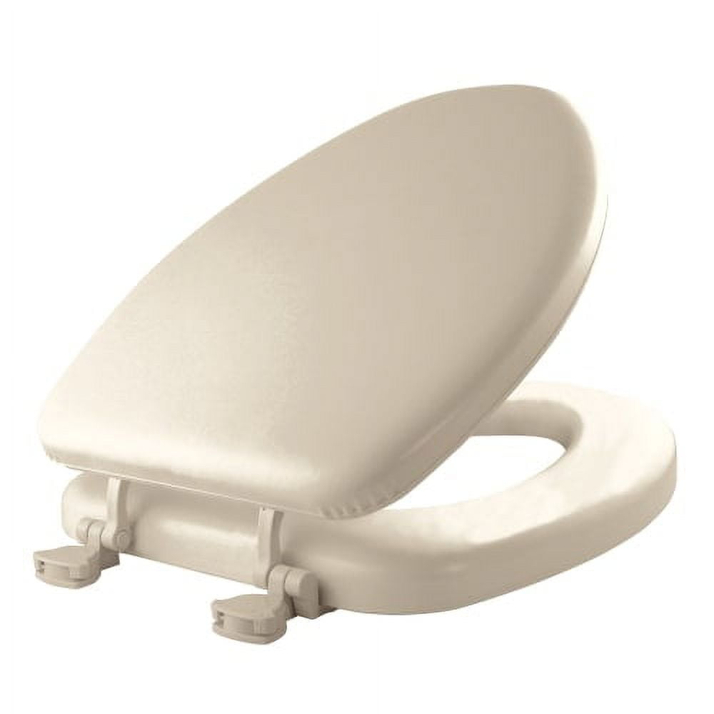Mayfair Lift off Elongated Cushioned Vinyl Toilet Seat in Bone
