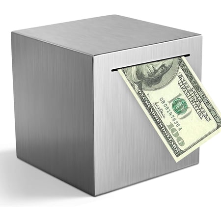 Stainless Steel Piggy Bank for Adults and Kids, Must Break to Open, 4.72 Inch, Savings Helper for Budgeting & Money Saving