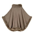 thumbnail image 3 of Women's Shawl Cape Coat for Women Faux Fur Trim Layers Poncho Cloak Camel One Size, 3 of 3