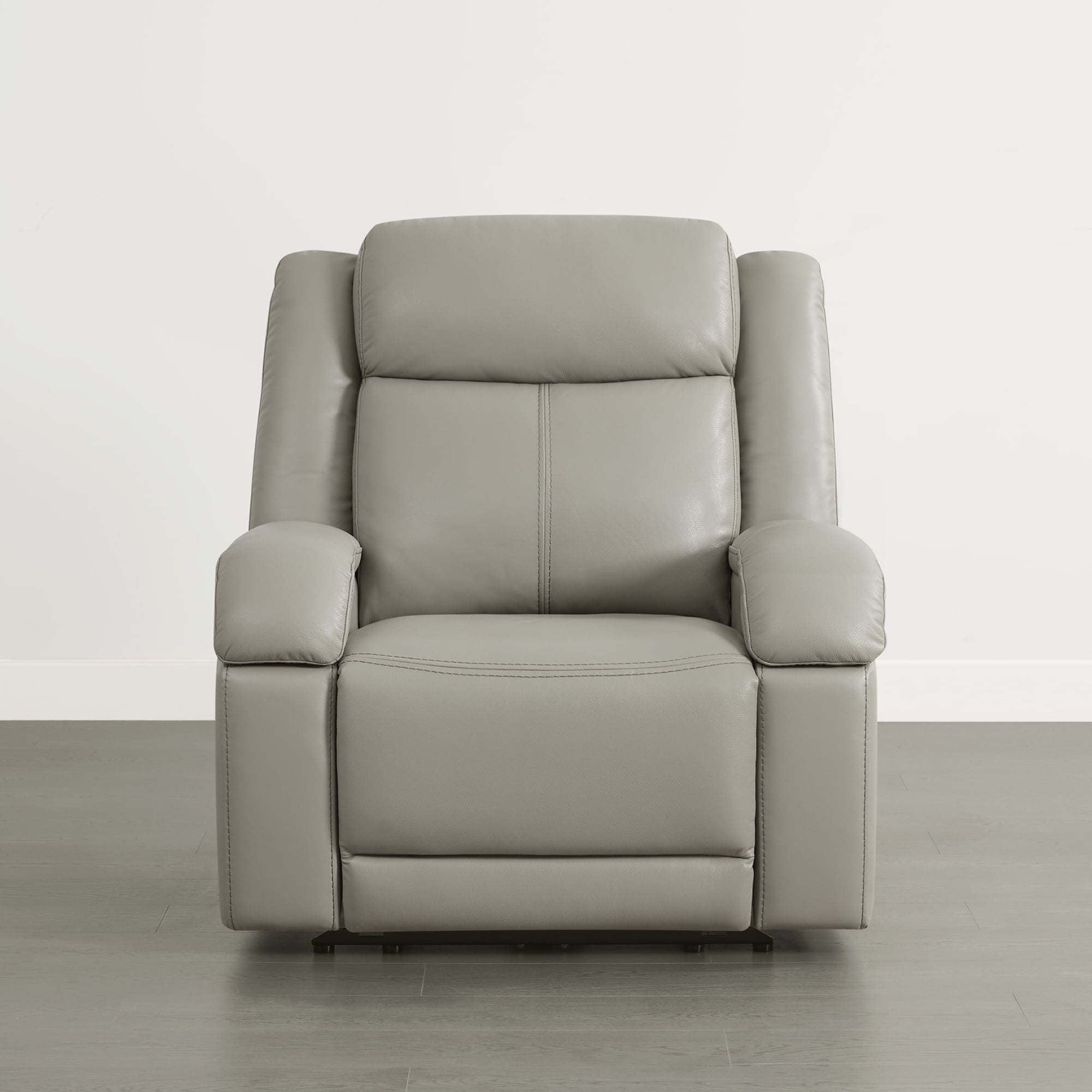 CHITA Genuine Leather Power Recliner Chair with Adjustable Headrest, Gray