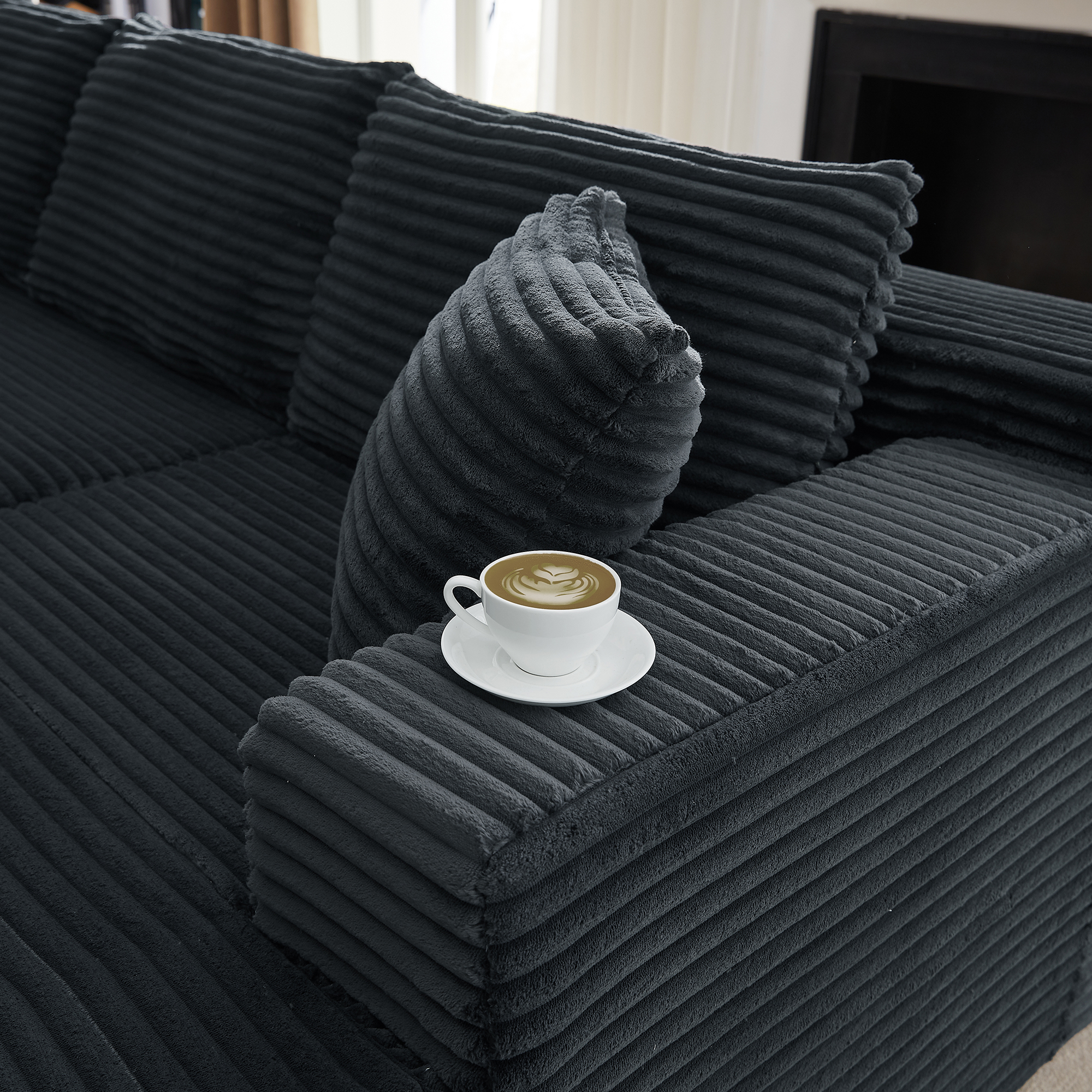 Miniyam L-Shaped Cloud Sectional Sofa with Deep Seat, No Assembly Required, Modular Couches Sleeper for Living Room, Bedroom, Apartment (Dark Grey, Right Facing Chaise)