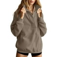 thumbnail image 2 of Women's Oversized Pullover Sweatshirts Hoodies Long Sleeve Stand Collar Loose Fit Solid Color Casual Daily Wear Loungewear Streetwear Fashion Essential Gift for Women | CSEONE,Khaki L, 2 of 8