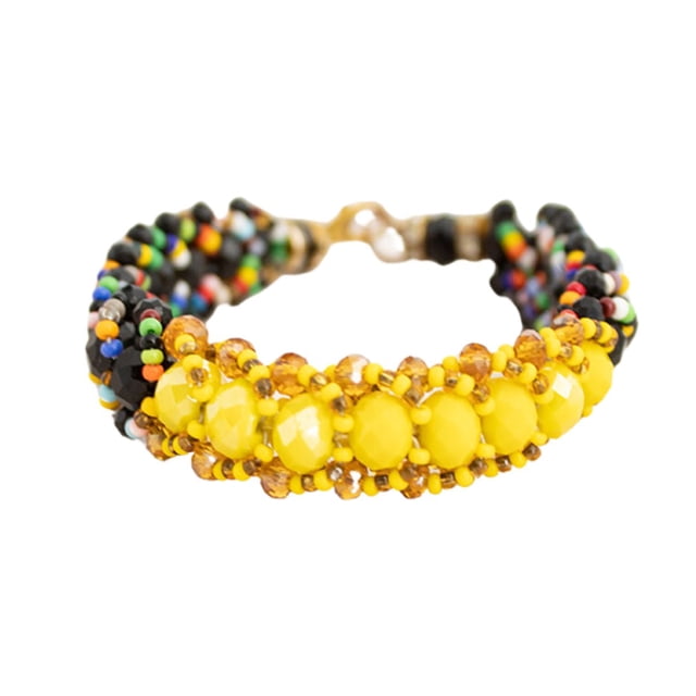 Pulsera Tiembla Tierra, Hilo Con Decoración color amarillo