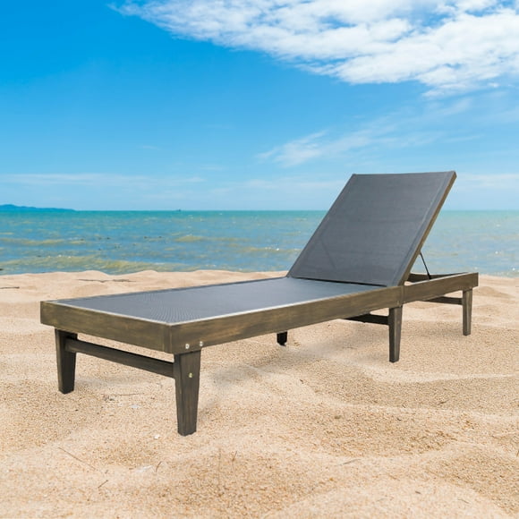 Outdoor Chaise Lounge Chairs with Adjustable Backrest, Waterproof PE Sun Loungers for Garden Pool Beach Patio Deck Sunbathing, Dark Grey