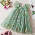 thumbnail image 4 of Generic Children Gown Dresses Toddler Baby Girl Baby Clothes Summer Butterfly Wing Lace Casual Short Sleeve Dress for Bowknot Flower Pageant Party Wedding(4-5 Years,Green), 4 of 5