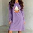 thumbnail image 6 of Edvintorg Night Shirts for Women Lightweight Sleep Dress Halloween Printed Sleepshirts Crew Neck Long Sleeve Loungewear Plus Size Purple M, 6 of 6
