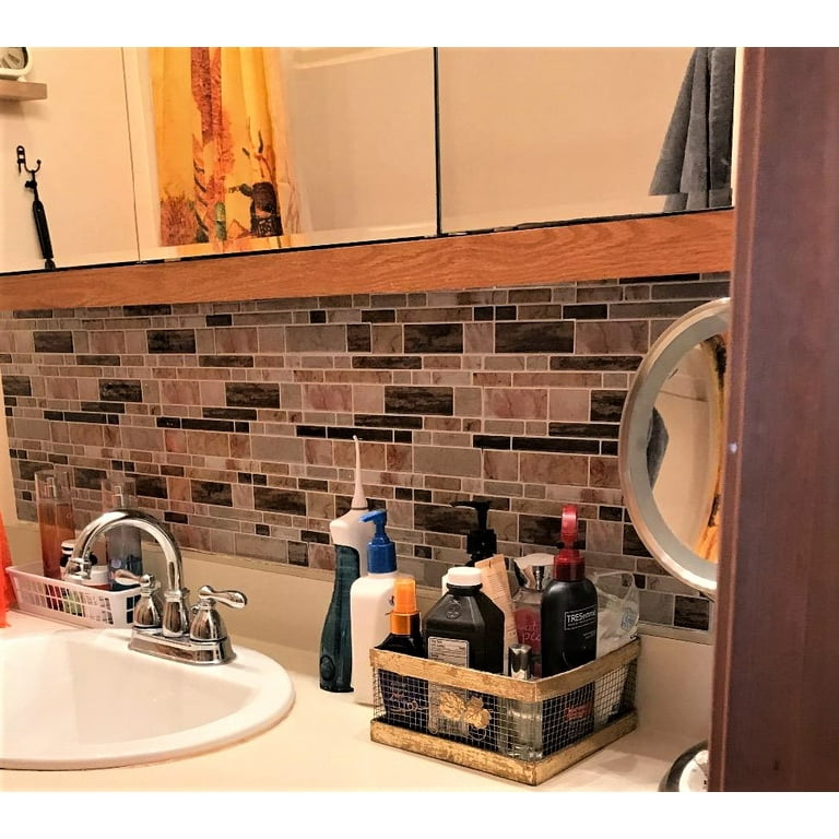 Crystiles Brown and Black Marble 10 in. x 10 in. Peel and Stick Vinyl Wall Tile Backsplash (6-Pack) Crystiles Brown and Black Marble 10 in. x 10 in. Peel and Stick Vinyl Wall Tile Backsplash (6-Pack)