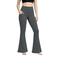 thumbnail image 2 of Yoga Pants Zaewscy Ladies High Waisted Elastic Yoga Pocket Flared Exercise And Fitness Training Wide Leg Flared Pants Gray S, 2 of 8