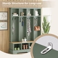 thumbnail image 6 of Euroco Farmhouse 59"W Wide Hall Tree with 8 Hooks, Practical Entryway Bench with Open Compartments, 76.7"H Modern 3-in-1 Wooden Style Coat and Shoe Rack for Mudroom, Living Room, Green, 6 of 9