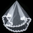 thumbnail image 4 of FELTECHELECTR Velo de novia largo de encaje, gasa, lentejuelas, encaje blanco, accesorios de boda (blanco puro), 4 of 6