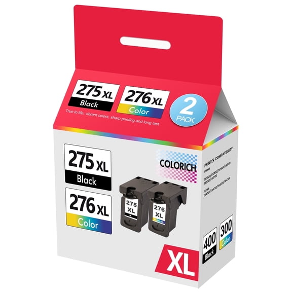275XL 276XL Ink Cartridge for Canon Ink 275 and 276 for Pixma TS3522 TR4720 TR4722 Printer, 2 Pack