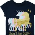 thumbnail image 3 of Unicorn "don't be basic" Big Girl's T-Shirt - Medium (7-8), 3 of 4