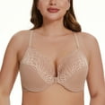 thumbnail image 7 of MELENECA Women's Racerback Front Closure Lace Unlined Plus Size Full Coverage Underwire Bra Beige 40C, 7 of 7